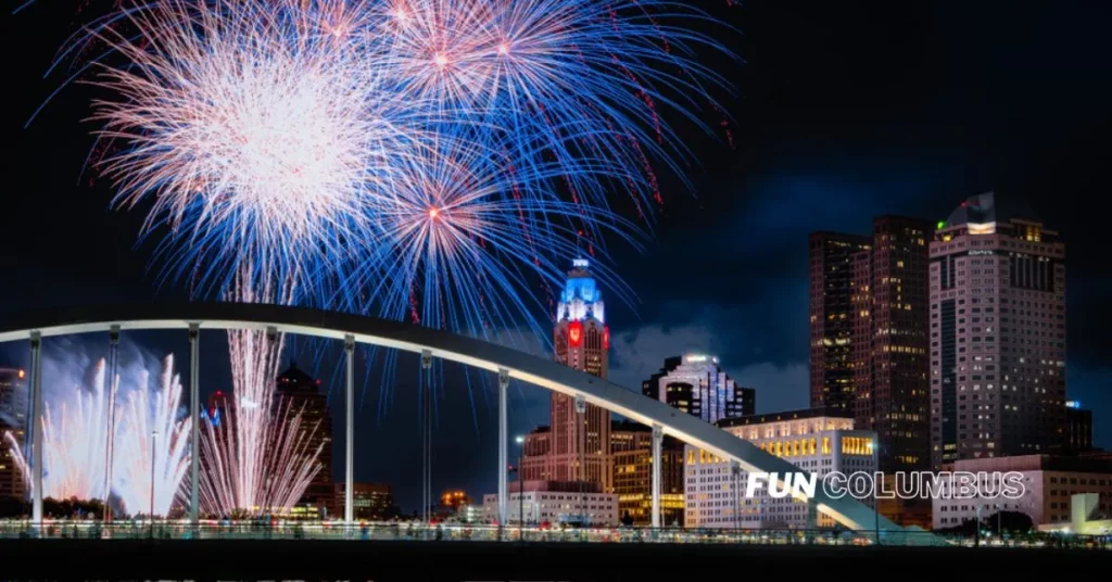 central ohio fireworks in downtown columbus for red, white and boom